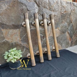 Handle Pintu Rumah Kuningan Motif Polos Ukir Antik 60 cm 4 pcs