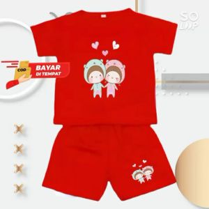 stelan baju celana anak usia 1-8 tahun lengan pendek baby love