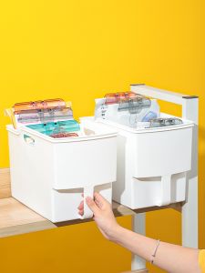 Kitchen Cabinet Storage Box with Handle Multi-Functional Snack Organizer Basket High-Intensity Plastic Rectangular Container
