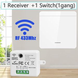 Wireless Light Wall Switch Relay Receiver RF 433Mhz 1/2/3Gang Panel Switch Remote Control Interruptor for LED Lamp 10A 110V 220V
