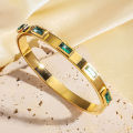 Luxury Unique Double Crystal Nail Head Cross Stainless Steel Bracelet For Woman Gold Color Love Wedding Gift Bangle Jewelry. 