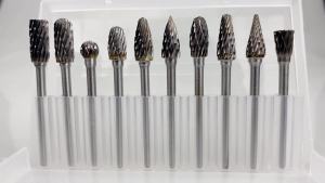 Carbide Rotary Burr Set 10Pcs 1/8" Shank 1/4" Head Length Tungsten Steel for Woodworking Metal Carving Engraving Polishing