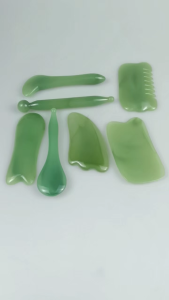 7Pcs Alat Pijat Wajah Gua Sha Gua Sha Board Batu Jade Giok Asli Alami Massage Massager Stone