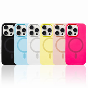 Strong Magnetic Liquid Silicone iPhone 15 pro Max Case MagSafe 12 Absorption Womens 13 pro Unique High-End Anti-Fall Full Coverage Solid Color Simple Protective Cover