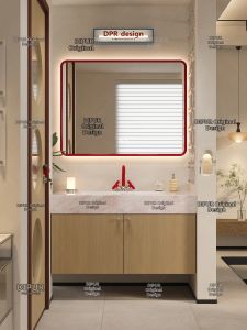 Bồn Rửa Tích Hợp Ceramic Kiểu Đá Cho Phòng Tắm Dopamine Luxe Style
