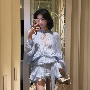 Korean Style Lazy Aesthetic With Waist Ties Slimming Dress