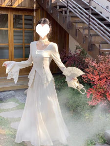 plus Size Womens Lace Splicing Top And Skirt Set Spring Summer Improved Version Fashionable Commuter High Waist A-Line Skirt