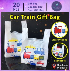 Gift Bag 20pcs Goodies Bag Door Gift Birthday School Kindergarten kids Wedding Party Beg (17) Car Train Tote Bag Stationery Toys Plastic Bag