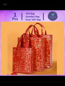 Gift Bag Cny Non Woven Fabric Coated Handbag Door Gift Thickened Souvenir Gift Bag Storage Bag Hand Bag handbag (129) Chinese New Year Goodies Bag Door Gift 1 Pcs