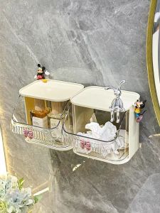 Bathroom Waste Cotton Soft Face Cloth Storage Basket Toilet Washbasin Storage Rack Box Wall Hanging Punch-Free