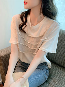 Summer White Loose Cotton Womens T-shirt Short Sleeve Chic Korean Style Pure Cotton Breathable Female Top Shirt
