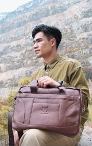 BULLCAPTAIN Túi Đưa Thư Đeo Vai Bằng Da Sức Chứa Lớn Thời Trang Cho Nam Cặp Công Sở Xách Tay Đa Năng Da Bò Lớp Đầu Tiên