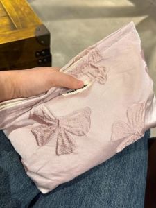 Large Capacity Portable Pink Butterfly Knot Makeup Bag Travel Toiletry Storage Bag Inner Bag Floral Pattern Japanese Style
