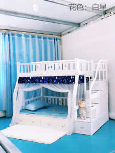 Double Layer Bed Lower Bunk Bed Mother And Child High And Low Bed Lower Bed Mosquito Net Trapezoidal Dustproof Top Not Blocking Bookshelf Home Use