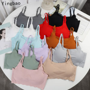 Yingbao Seamless Women Wireless with Removable Pad Yoga Sports Ladies Yoga Plus Size Ice Silk Padded Sleep Underwear Vest