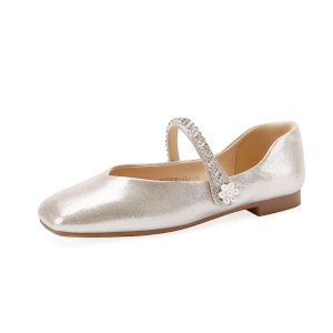 Josiny | New Summer Rhinestone Ankle Strap Flat Pumps
