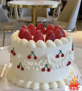 2024 New Fruit Cake Model Realistic Birthday Fake Cake Display Home Decor Artificial Fruit Simulation Model Popular Online