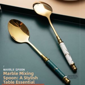 Stainless Steel Long Handle Elegant Golden Spoon