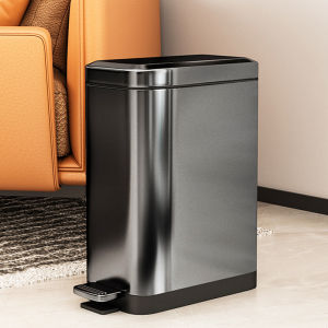 Pedal Trash Can For Home Kitchen Living Room Narrow Seam Stainless Steel Foot with Lid Toilet Mesh Red Barrel