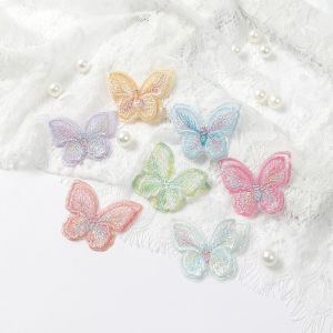 5/10ชิ้นผ้าปักลายผีเสื้อผ้าลูกไม้ผีเสื้อสองชั้นเย็บปักถักร้อย DIY หมวกจบการศึกษาทำด้วยมือเครื่องประดับงานหัตถกรรมอุปกรณ์เย็บผ้า