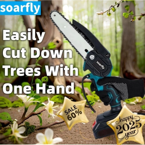 Mini Chainsaw with Portable Saw for Wood Cutting 6-Inch Handheld Rechargeable Lithium Battery Electric Saw for Cutting Wood