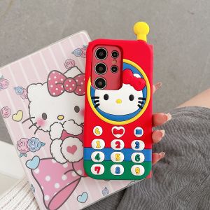 Sanrio | INS Style Cartoon Telephone Hello Kitty Phone Case For Samsung S26 S25 S24 S23 S22 S21 Ultra Plus FE A16 A57 A54 A15 Back Cover