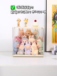 Labubu Display Box with Light Blind Box Scenery Debossed Storage Shelf Plastic Material for Adult Suitable for Study Room