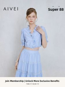 AIVEI | Sweet and Spicy Vacation Style Cross Waist Tied Short Top