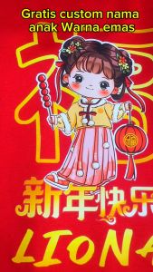 baju imlek anak gratis nama emas anak bahan katun lembut tebal dan adem