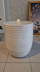 น้ำพุล้นตั้งพื้น รุ่นทรงกลมสูงโมเดิร์น 2591 สีขาวควัน น้ำพุแต่งบ้าน น้ำพุหน้าบ้านแต่งสวน เสริมฮวงจุ้ย