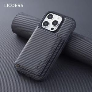 Wallet Card Bag Magnetic Holder for iPhone 16 15 14 13 12 Pro Max S25 S24 Ultra Leather Carbon Fiber Texture Pocket for Magsafe