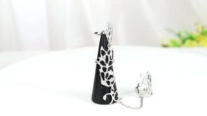 1 Set Cincin Rantai Sambung Cincin Sambung Cincin Ring Wanita Cincin Gaya Korea Cincin Gothic Cincin Tambal Sulam Mawar Cincin Punk