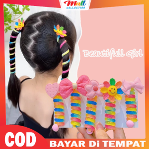 MALL iKat Rambut Anak Lucu Spiral Gaya Fashion Wanita Korea Motif Bunga Pita JPT25