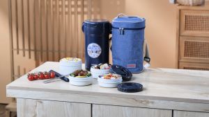 Bộ hộp cơm giữ nhiệt TAFUCO  2.6L 4 ngăn Inox 304 + tặng kèm muỗng đũa Inox 304 túi giữ nhiệt