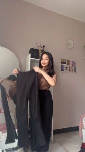 FREE ONGKIR FLARE PANTS CELANA Wanita SCUBA CUT BRAY PINGGANG HIGHWAIST FULL KARET ELASTIS TANPA JAHITAN