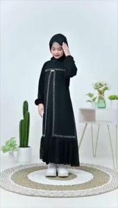 hanaKids dress Abaya swarovski elegant (untuk anak usia 4-13 tahun) Gamis Anak Lebaran terbaru 2025