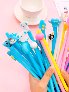 MPHL0078 Pena Karakter Set Pouch Isi 20 Pcs Tempat Pensil Transparan Zipper Bag