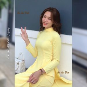 Áo Dài Lụa Mỹ Trơn Vàng Cao Cấp Truyền Thống Việt Nam