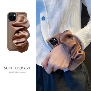 Elegant Silk Elastic Wristband for iPhone 17 pro Max Soft Silicone Protective Case Womens Style Handmade Sewing Fashionable