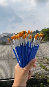 Kuas lukis paint brush flat & round untuk Cat air Cat akrilik Cat minyak