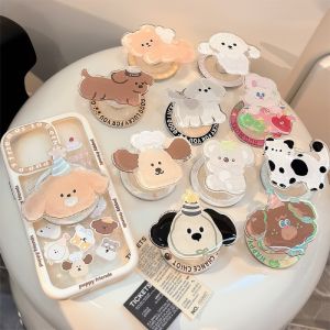 CrashStar Cute Cartoon Cat Dog MagSafe Phone Holder With Stretchable Foldable Stand Bracket For iPhone Samsung Huawei Xiaomi Redmi Infinix Universal MagSafe Phone Case Desktop Stand Hot Sale