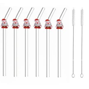 หลอดแก้วรุ่นลิมิเต็ดอิดิชั่นคริสต์มาส 1/6 ชิ้น |   ทนทานสำหรับค็อกเทล ชานมไข่มุก และเครื่องดื่มเย็น |   เหมาะสำหรับงานปาร์ตี้และเป็นของขวัญ