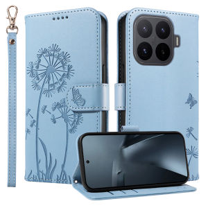szhaiyu | Leather Wallet Flip Phone Case for Xiaomi Mi 15 15T 17 17T Pro Max Ultra Dandelion Embossed Design with Card Holder Cover