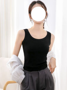 Black Cotton Camisole Womens Style Summer Outdoor Wear Sleeveless Base Layer Inner Match Pure Color Beautiful Back Vest