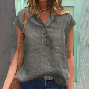 Áo Thun Cổ Chữ V Màu Trơn Có Nút Cài Áo Thun Nam Mùa Hè Thường Ngày Chất Liệu Polyester Áo Thun Nam Thời Trang