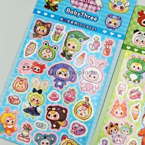 TAIYO DIY Sticker Baby Three Hologram Karakter Stiker Tempel Dekorasi Hiasan Aksesoris Mainan Anak
