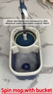 CD Mop with Squeezer Heavy Duty Thick Steel Rod Handle with Bucket Mop Complete Set Spin Mop for Floor