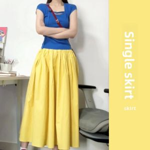 YUEZHONGWEI | Dopamine Blue Knitted Short Sleeve T-Shirt Womens Summer Unique Beautiful Waist-Cut Slim Fit Short Style Upper Apparel