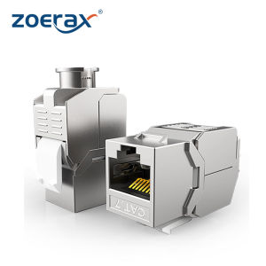 ZOERAX 6PCS RJ45 Cat7 Cat6A Keystone Jack Toolless Type Zinc Alloy Module Jacks Adapter Coupler for 22 to 26 AWG