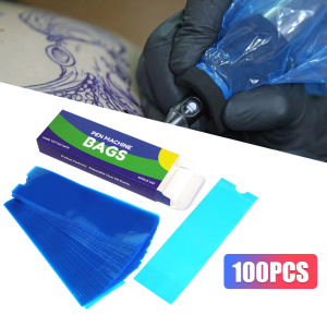 200PCS/ BOX Blue Tattoo Clip Plastic Cord Sleeves Bags Supply Disposable Covers for Tattoo Machine Accessories [COD][Ready Stock]